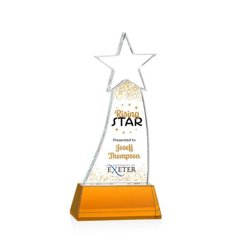 Awards and Trophies - Manolita Full Color Amber Star Crystal Award