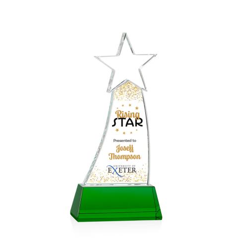 Awards and Trophies - Manolita Full Color Green Star Crystal Award