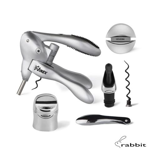 Corporate Gifts - Barware - Wine Accessories - rabbit® 6-PC Wine Tool Kit - Silver