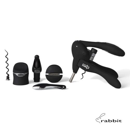 Corporate Gifts - Barware - Wine Accessories - rabbit® 6-PC Wine Tool Kit - Black