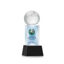 Golf Ball Full Color Black on Belcroft Globe Crystal Award
