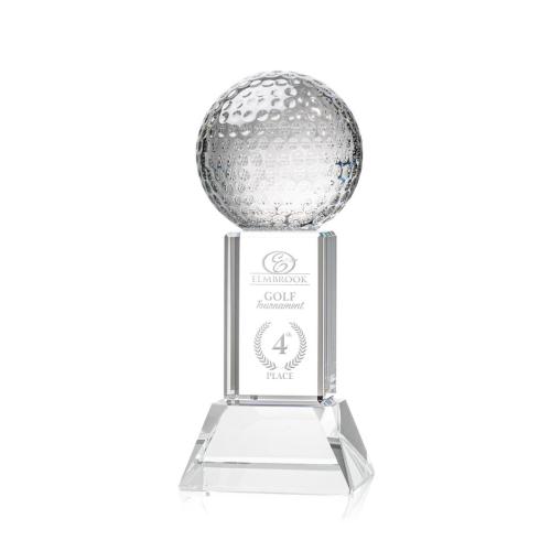 Awards and Trophies - Golf Ball Clear on Stowe Base Globe Crystal Award