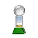 Golf Ball Full Color Green on Stowe Globe Crystal Award