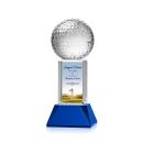 Golf Ball Full Color Blue on Stowe Globe Crystal Award