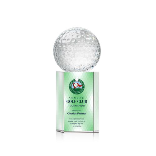 Awards and Trophies - Golf Ball Full Color Globe on Dakota Crystal Award