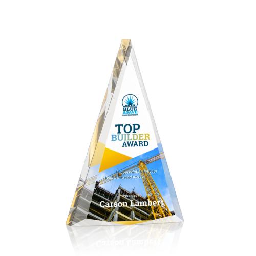 Awards and Trophies - Shrewsbury Full Color Gold Pyramid Acrylic Award