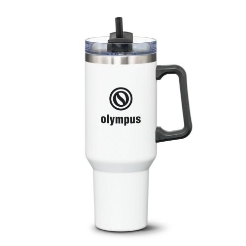 Promotional Productions - Drinkware - Travel Tumblers - Compeer Handle Travel Mug w/Straw - 40oz