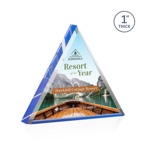 Awards and Trophies - Brighton Full Color Blue Pyramid Acrylic Award
