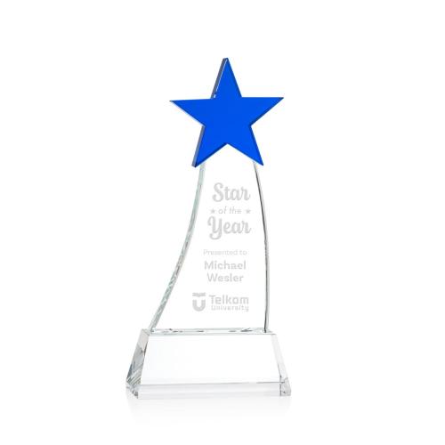 Awards and Trophies - Manolita Blue/Clear Star Crystal Award