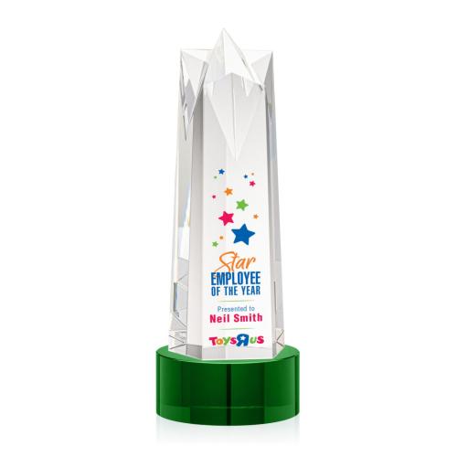 Awards and Trophies - Ellesmere Full Color Green on Marvel Obelisk Crystal Award
