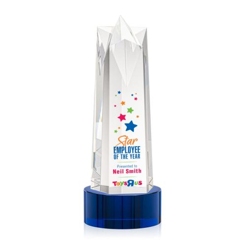 Awards and Trophies - Ellesmere Full Color Blue on Marvel Obelisk Crystal Award
