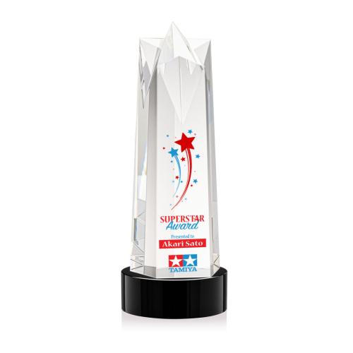 Awards and Trophies - Ellesmere Full Color Black on Stanrich Obelisk Crystal Award