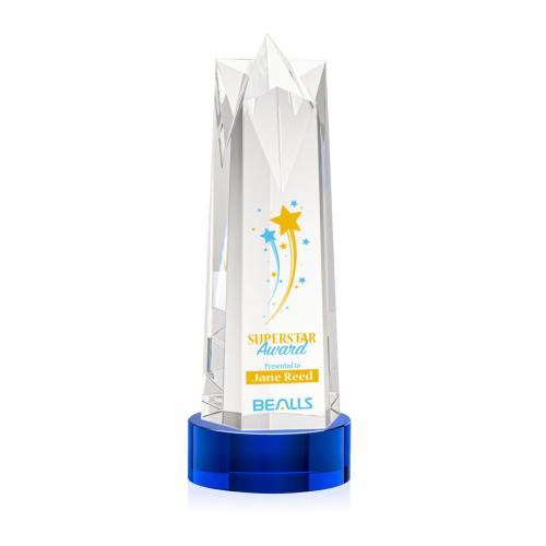 Awards and Trophies - Ellesmere Full Color Blue on Stanrich Obelisk Crystal Award