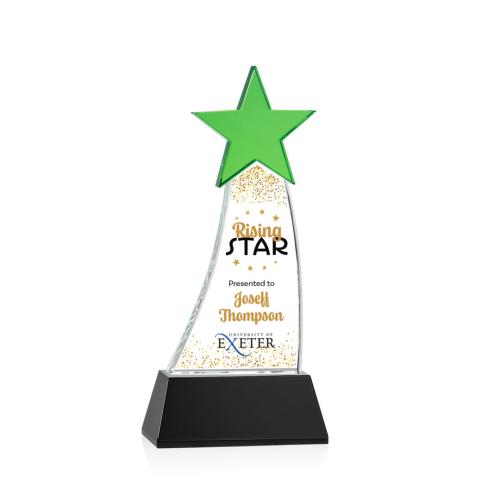 Awards and Trophies - Manolita Full Color Green/Black Star Crystal Award