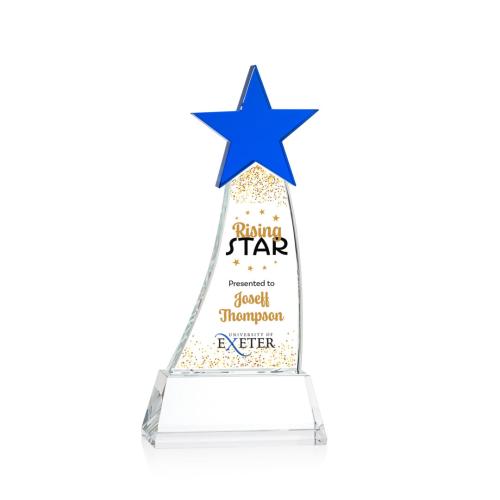 Awards and Trophies - Manolita Full Color Blue/Clear Star Crystal Award