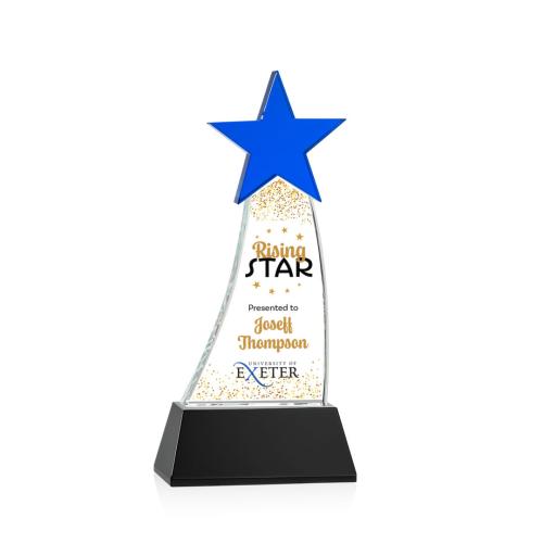 Awards and Trophies - Manolita Full Color Blue/Black Star Crystal Award