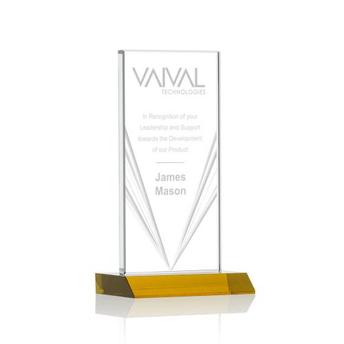 Awards and Trophies - Seaford Liquid™ Amber  Rectangle Crystal Award