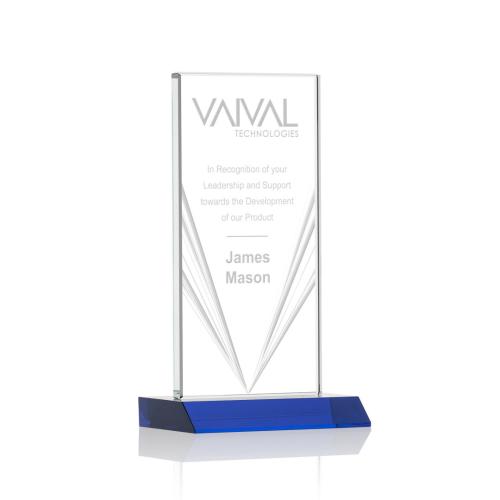 Awards and Trophies - Seaford Liquid™  Blue  Rectangle Crystal Award