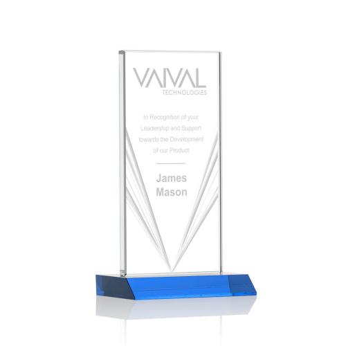 Awards and Trophies - Seaford Liquid™  Sky Blue  Rectangle Crystal Award