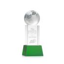 Soccer Ball Green on Belcroft Base Globe Crystal Award