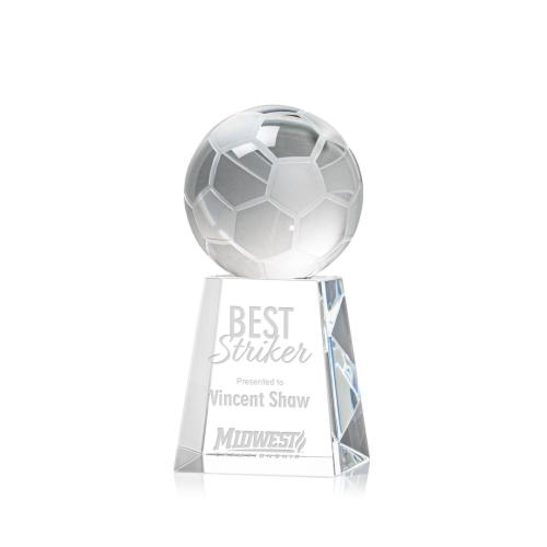 Awards and Trophies - Soccer Ball Globe on Celestina Base Crystal Award