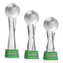 Soccer Ball Green on Grafton Base Globe Crystal Award