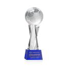 Soccer Ball Blue on Grafton Base Globe Crystal Award