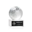 Soccer Ball Globe on Hancock Base Crystal Award
