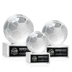 Employee Gifts - Soccer Ball Globe on Hancock Base Crystal Award
