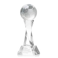 Employee Gifts - Soccer Ball Clear on Langport Base Globe Crystal Award
