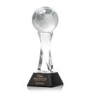 Soccer Ball Black on Langport Base Globe Crystal Award