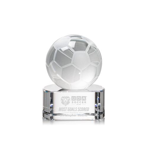 Awards and Trophies - Soccer Ball Globe on Paragon Base Crystal Award