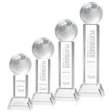 Soccer Ball Clear on Stowe Base Globe Crystal Award - Awards and Trophies