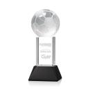 Soccer Ball Black on Stowe Base Globe Crystal Award