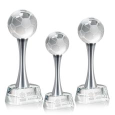 Employee Gifts - Soccer Ball Globe on Willshire Base Crystal Award