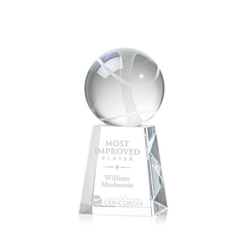 Awards and Trophies - Tennis Ball Globe on Celestina Base Crystal Award