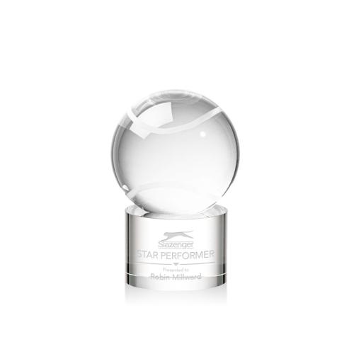 Awards and Trophies - Tennis Ball Globe on Marvel Base Crystal Award