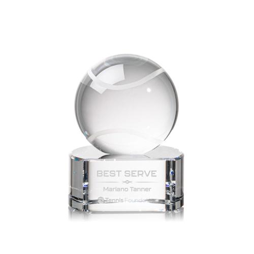 Awards and Trophies - Tennis Ball Globe on Paragon Base Crystal Award