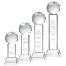 Tennis Ball Clear on Stowe Base Globe Crystal Award - Awards and Trophies