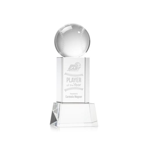 Awards and Trophies - Baseball Clear on Belcroft Base Globe Crystal Award