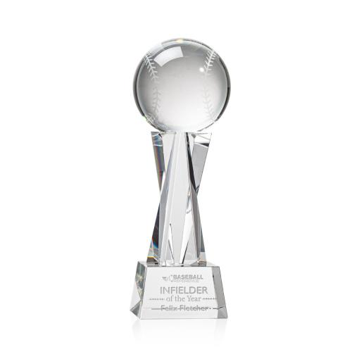 Awards and Trophies - Baseball Clear on Grafton Base Globe Crystal Award