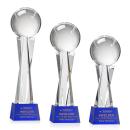 Baseball Blue on Grafton Base Globe Crystal Award