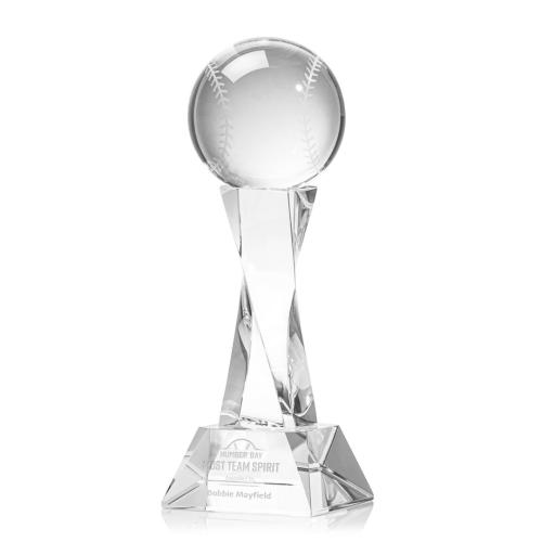 Awards and Trophies - Baseball Clear on Langport Base Globe Crystal Award