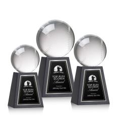 Employee Gifts - Baseball Globe on Tall Marble Base Crystal Award