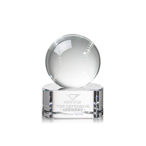 Awards and Trophies - Baseball Globe on Paragon Base Crystal Award