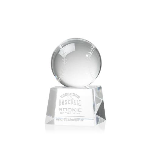Awards and Trophies - Baseball Globe on Robson Base Crystal Award