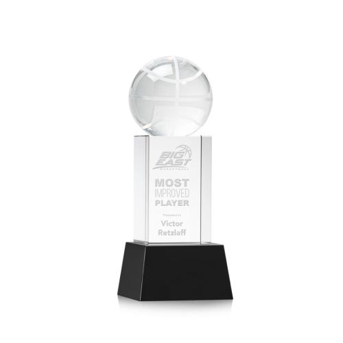 Awards and Trophies - Basketball Black on Belcroft Base Globe Crystal Award
