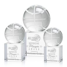 Employee Gifts - Basketball Globe on Granby Base Crystal Award