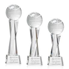 Employee Gifts - Basketball Clear on Grafton Base Globe Crystal Award
