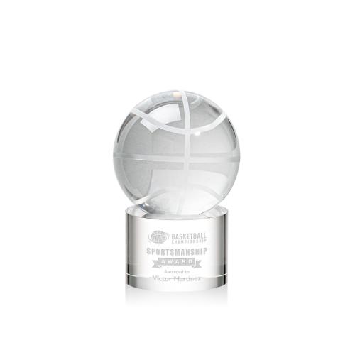 Awards and Trophies - Basketball Globe on Marvel Base Crystal Award